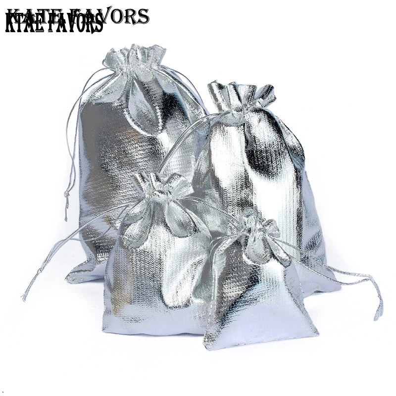 Buy 100 Pcs Silver Plated Fabric Jewelry Gift Bags