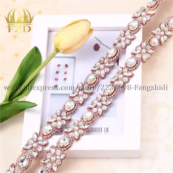 

FZD 30 Yard Wholesale Clear Crystal Rhinestones Bling Diamante Motif Appliques Trim For Waist Belt Strass Trim Patches Hotfix