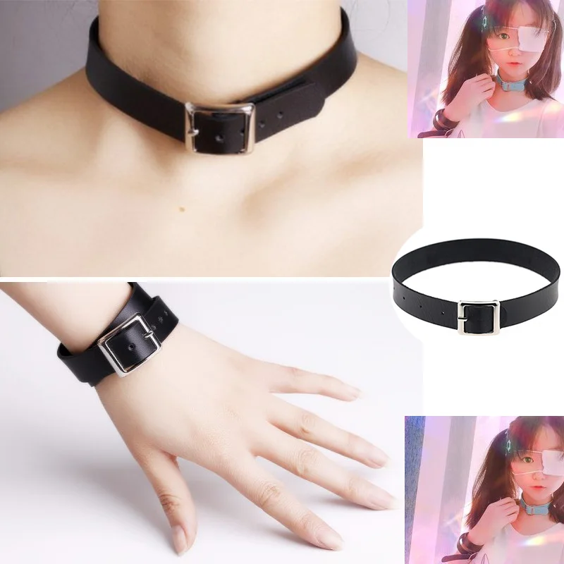 LOVE Hot Punk cross Collar Choker Bell Round Necklace Heart black PU Leather Punk Goth Handmade Neck Jewelry