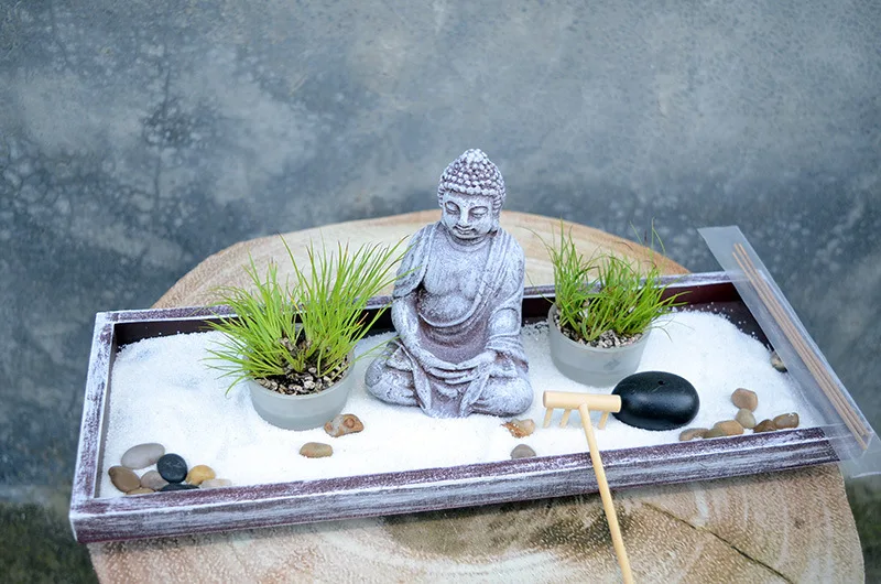 Tabletop Zen Garden Buddha sand table meditation creative home hotel feng shui decoration Candle Incense Burner Home Decor Gift