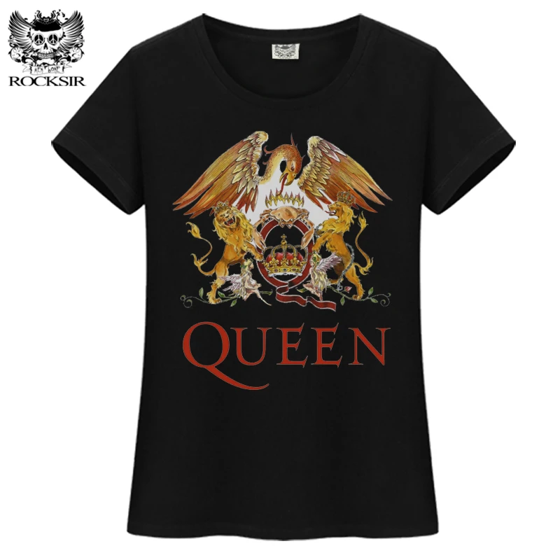 Rocksir 2018 روك الفرقة الملكة المطبوعة تي شيرت العلامة التجارية المرأة المتناثرة القطن المحملة قمصان الصيف محب فام عارضة الشارع الشهير قمم