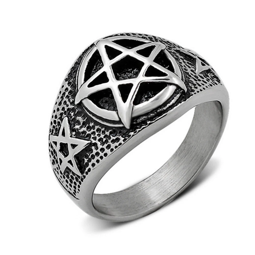 

Star of David Pentagram Men Rings Seal Male Ring Vintage Jewelry Stainless Steel Punk Rock Hip Hop Biker Band Tantrism DCR075