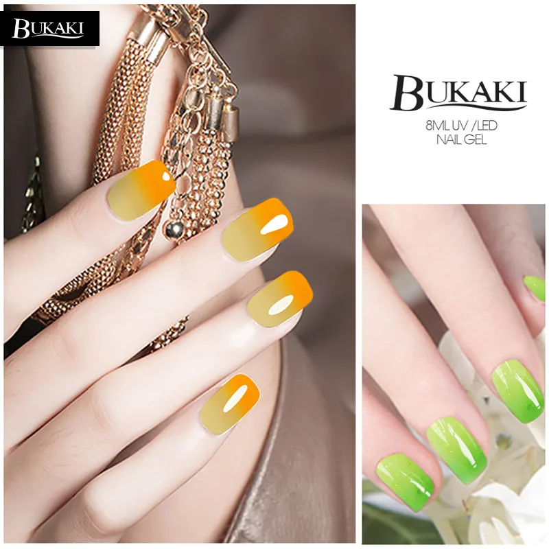 

BUKAKI Temperature Change Color UV Gel Polish 29 Colors Glitter Nail Gel Lacquer Soak Off Semi Permanent Gel Nail Varnish