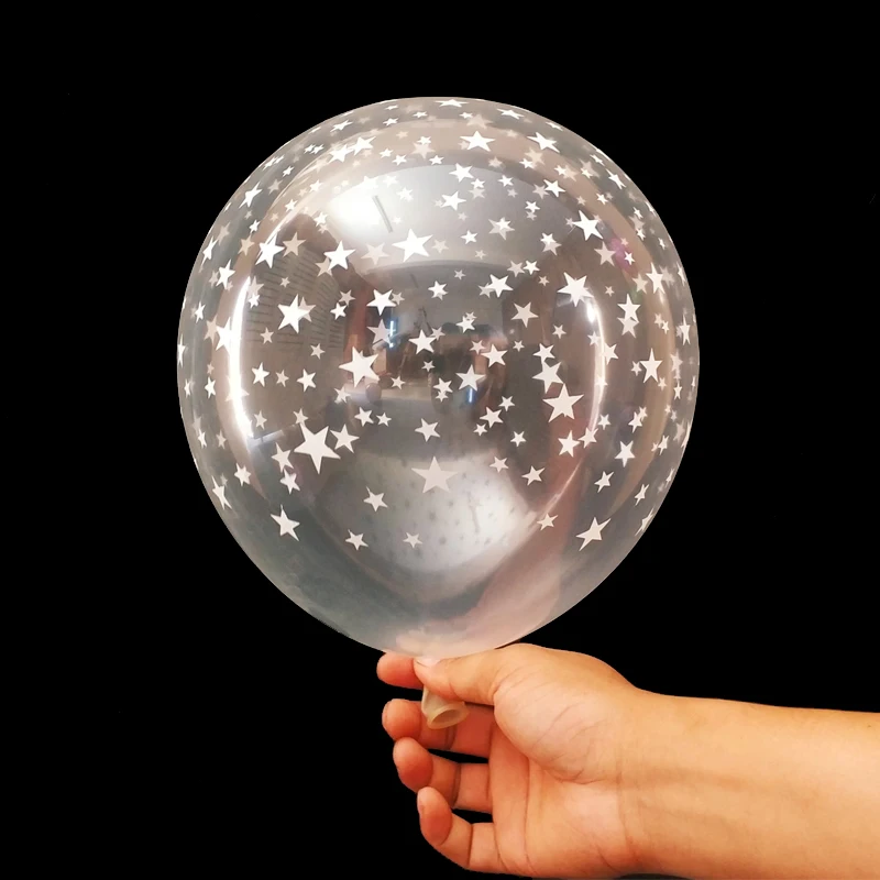 Cartoon 12inch Helium Round Pearl Party Balloons Latex Clear Stars Transparent 