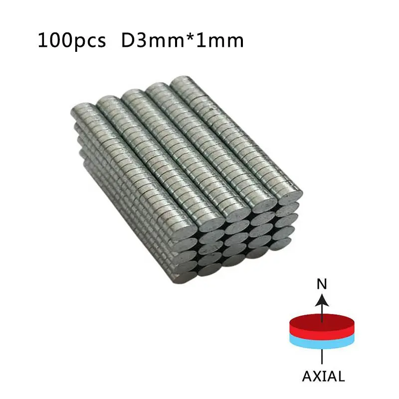 Dia 3mm x 1mm N50 Super Powerful Strong Rare Earth Ndfeb Magnet Magnetic Materials Round Ndfeb