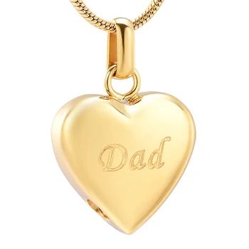 

IJD8455 Dad in my Heart Cremation Urn Necklace Gold Pendant Keepsake Ash Jewelry Men/Women Memory for Dad Funeral Holder Urn