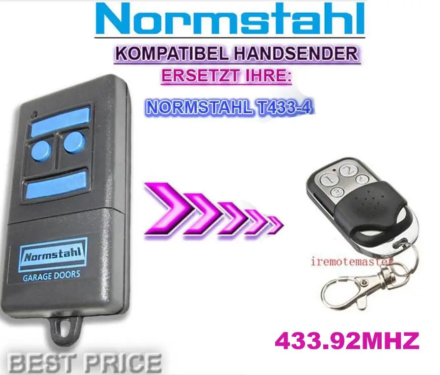 Normstahl T433-4 compatible replacement remote control. 433,92Mhz Rolling code normstahl t433 4 compatible replacement remote control 433 92mhz rolling code top quality