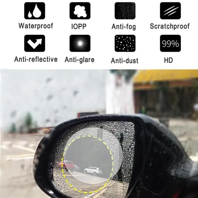 1 Pair Universal Car Rain Shield Sticker Rearview Glass Mirror Films Rain Shade Light Rainproof Anti-fog Protective Sticker Film