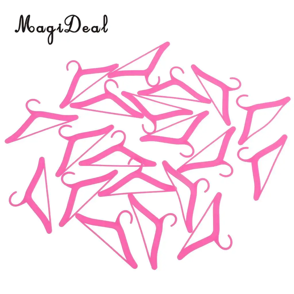 MagiDeal Cute 20Pcs/Lot Plastic 7.2cm Doll Clothes Hangers for Hanging Dolls Cloth Dress Skirts Pants Collection Accessories