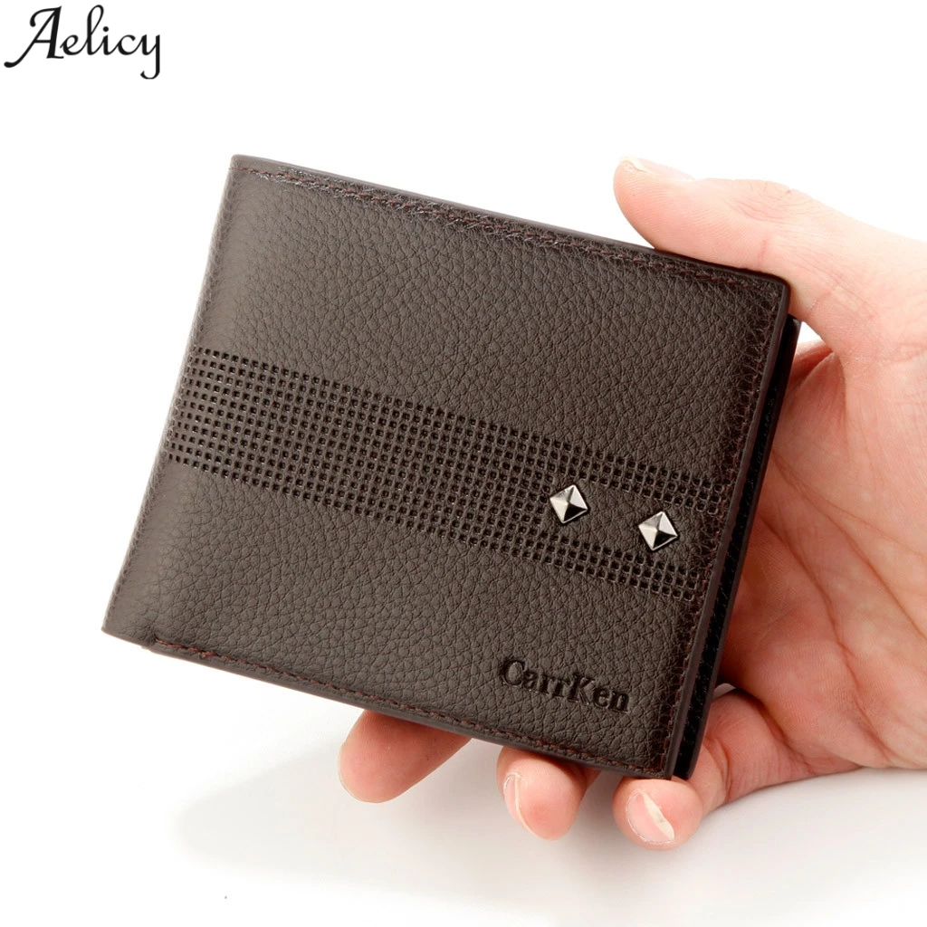 Aelicy мужской роскошный короткий кошелек из искусственной кожи, однотонный бумажник для рук, дизайнерский Ретро кошелек с несколькими отделениями для карт, модный кошелек высокого качества
