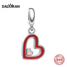 DALARAN красный двойной кулон любовь ювелирные изделия из стерлингового серебра 925 пробы в форме сердца серия Шарм Девушки Дикий браслет DIY Аксессуары