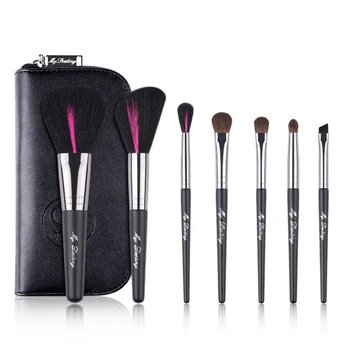 

Black 7Pcs Makeup Brushes Set High Quality Goat Hair Soft Powder Blush Blending Eye Shadow Professional Cosmetic Brush with Bag