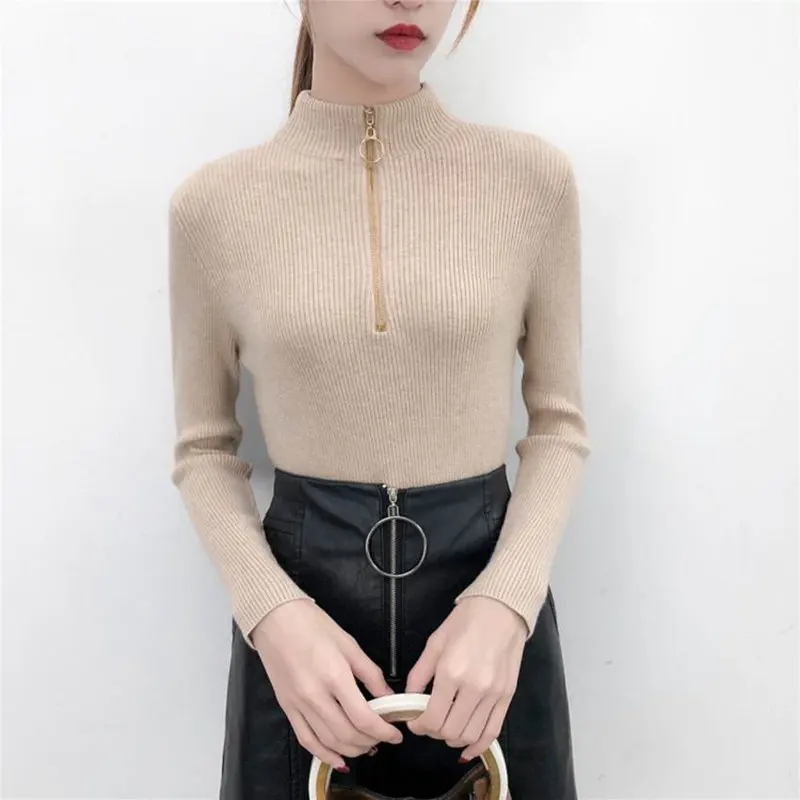 Turtleneck Sweater Women 2018 Korean Winter Autumn Skinny Elastic Knitted Pullover Long Sleeve Sweaters Elegant Ladies Tops Turtleneck Sweater Women 2018 Korean Winter Autumn Skinny Elastic Knitted Pullover Long Sleeve Sweaters Elegant Ladies Tops