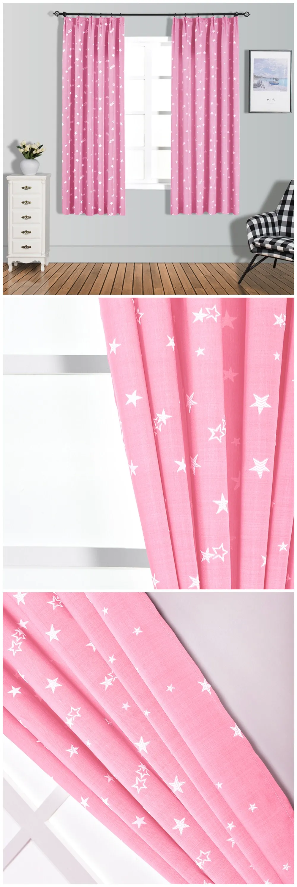 Smt592 NAPEARL Short Curtains Stars Jacquard Drops for Bedroom Windows Kitchen Semi Shade Drapery Thread Fabric Tape Ready Made Elegant (1)