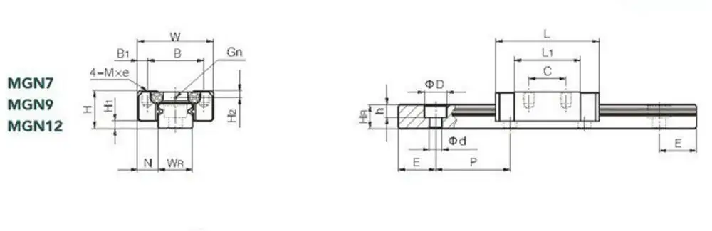 Machifit 300mm MGN9 Linear Guide With 2pcs MGN9C Linear Rail Block CNC Tool