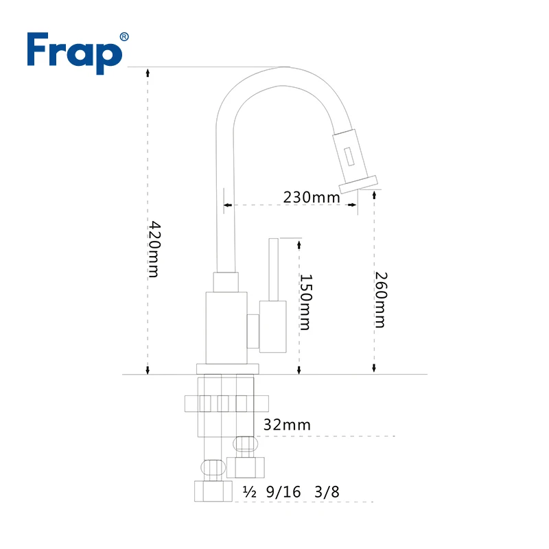 Кухонный Смеситель Frap Y40050 кухонный кран с одной ручкой выдвижное отверстие