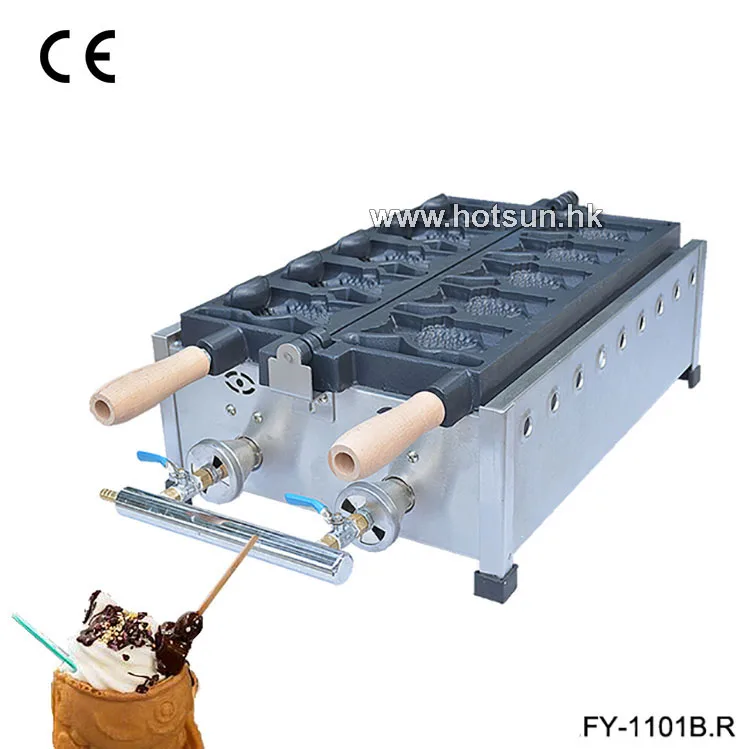

Commercial Non-stick LPG Gas Ice Cream Fish Waffle Taiyaki Iron Maker Baker Machine
