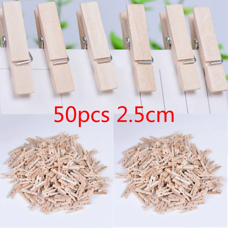

50 Pcs/lot Natural Mini Spring Wood Clips Clothes Photo Paper Peg Pin Clothespin Craft Clips Party Home Decoration Wholesale