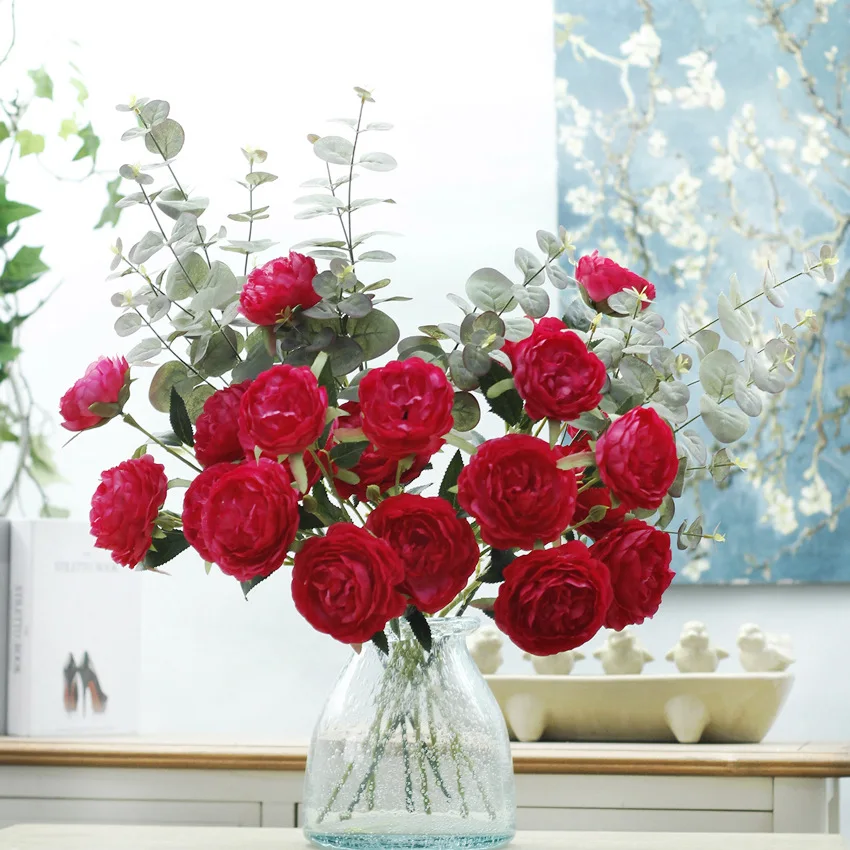 roses artificial peonies silk fabric flower fake flower wedding bouquet home decor  (109)