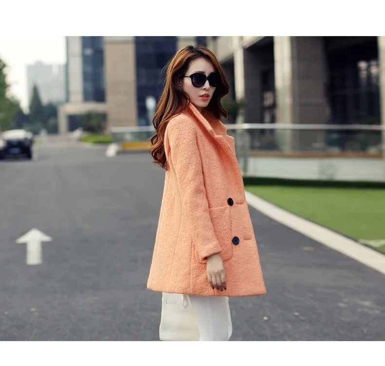 Пальто, распродажа, Осень-зима, Корея, последняя мода, Женское пальто, элегантное, чистый цвет, супер тонкий, большой размер, двубортное, G0075