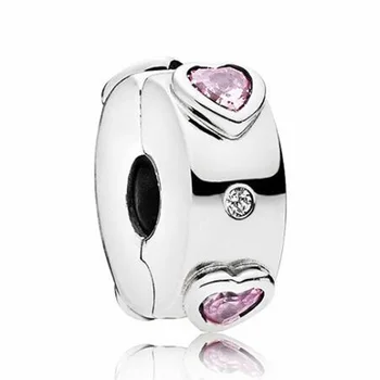 

Maxi Small Love Hearts Crystal Stopper Beads Charms Fit Pandora Bracelets Necklaces for Women DIY Gifts Handmake 2 Colors