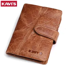 KAVIS New Arrival Crazy Horse Leather Wallet Men Male Purse Hasp Wallet Genuine Leather with Coin Bag Men Wallet Dollar Price