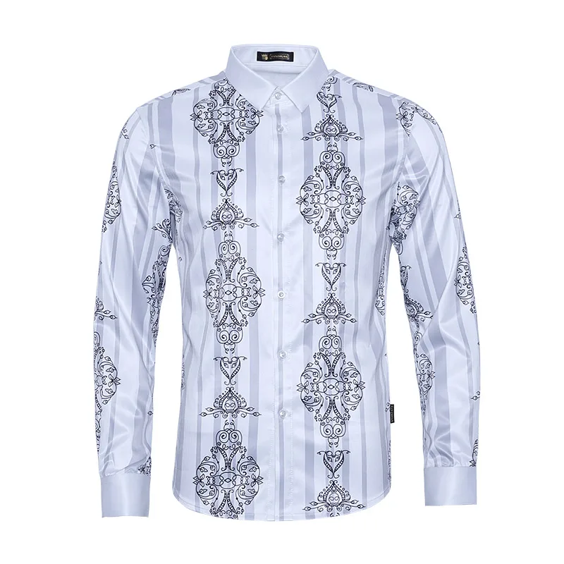Fanzhuan,, новинка, Мужская Весенняя модная повседневная тонкая рубашка с длинными рукавами в стиле барокко, роскошная рубашка 812022