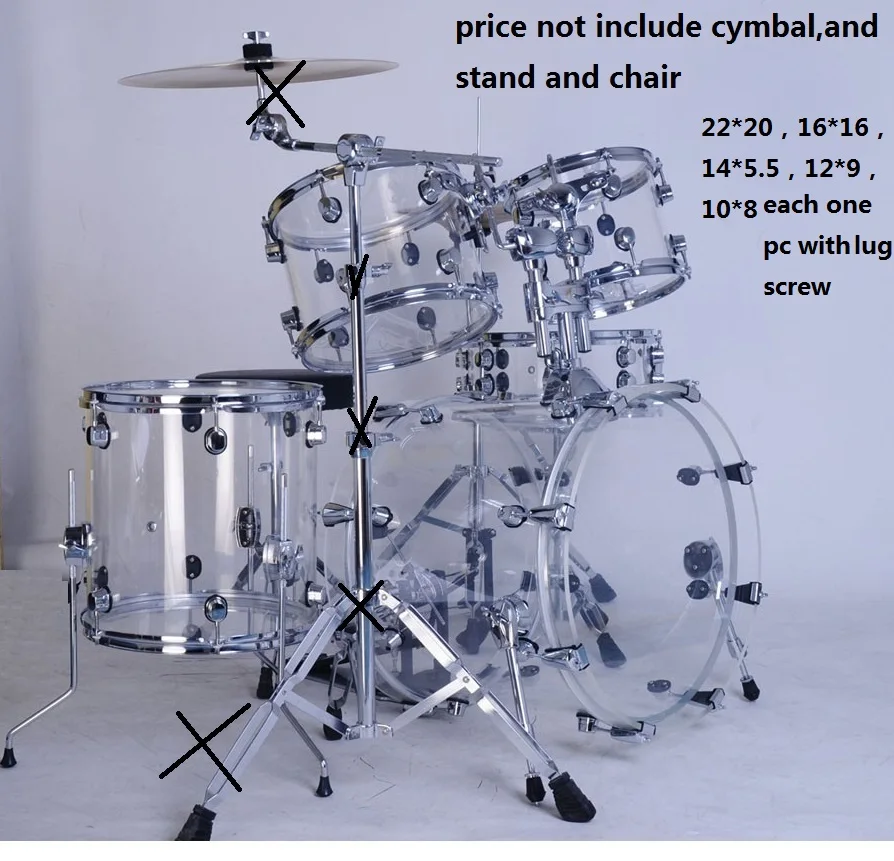 acrylic body full set drum set in Parts & Accessories from Sports