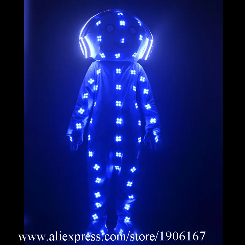 RGB colorful led costumes robot men stage show luminous light costumes dj wears outfits helmet big doll clothes glowing bar5