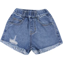 Детские джинсовые шорты для девочек детские штаны Летние джинсы для маленьких девочек Короткие шорты Уличная одежда дети Повседневное отверстие шорты Модная одежда