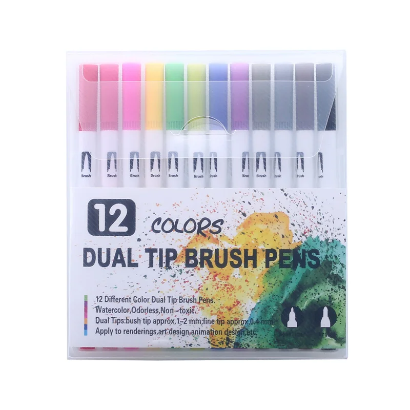 100 цветов художественные маркерные ручки с двойным наконечником ручка-карандаш для рисования детей акварельные ручки школьные принадлежности канцелярские принадлежности - Цвет: 12 white color