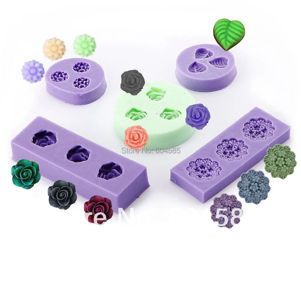 

5 x in Set Silicone Icing Mould Mold Flower Rose Leave Sugar Paste Sugarpaste Cake Decorating wedding party