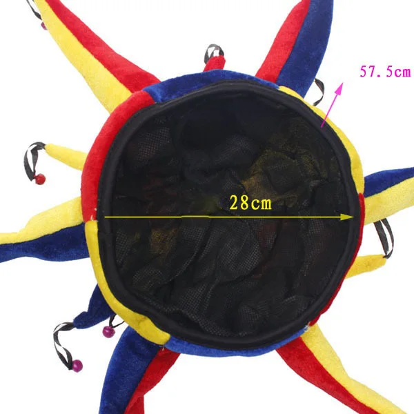 Многоцветный для Хэллоуина Клоун шляпа с колокольчиками клоун унисекс косплей шляпа шута нос Забавный костюм мяч игра