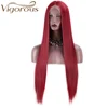 Vigorous Red Lace Front Wigs for Women Synthetic Long Straight Wigs Middle Parting Heat Resistant Fiber Natural Looking 13x4 1