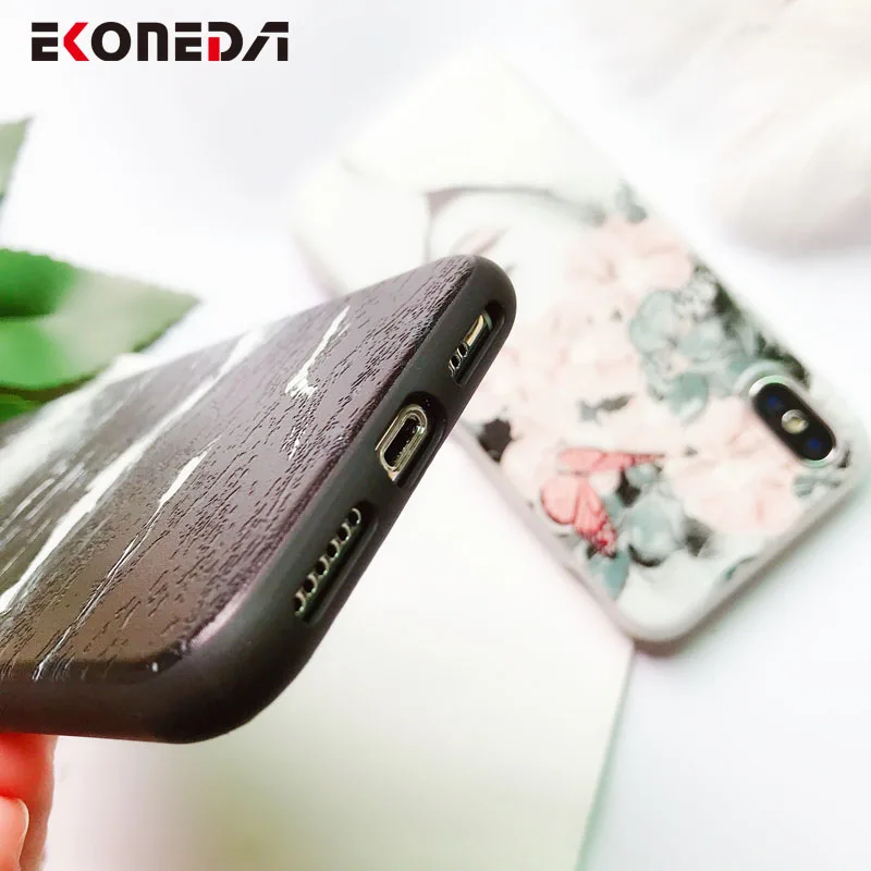 EKONEDA Soft TPU Phone Case For iPhone 6S Case Silicone Black Simple Scrub Back Cover For iPhone 7 6 6S 7Plus XS Max X 8 Case