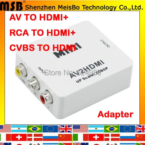 Mutifunction Top speed RCA to HDMI Interface with audio USB cable cvbs to HDMI converter 1080p HDTV STB AV to HDMI adapter