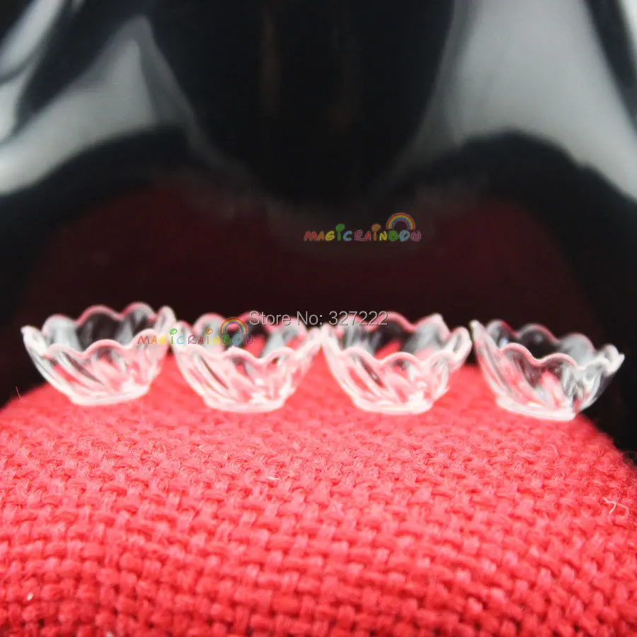 

4pc x Mini Bowls Kitchen Plate Transparent Plastic For Barbie Dollhouse Miniature 1:12