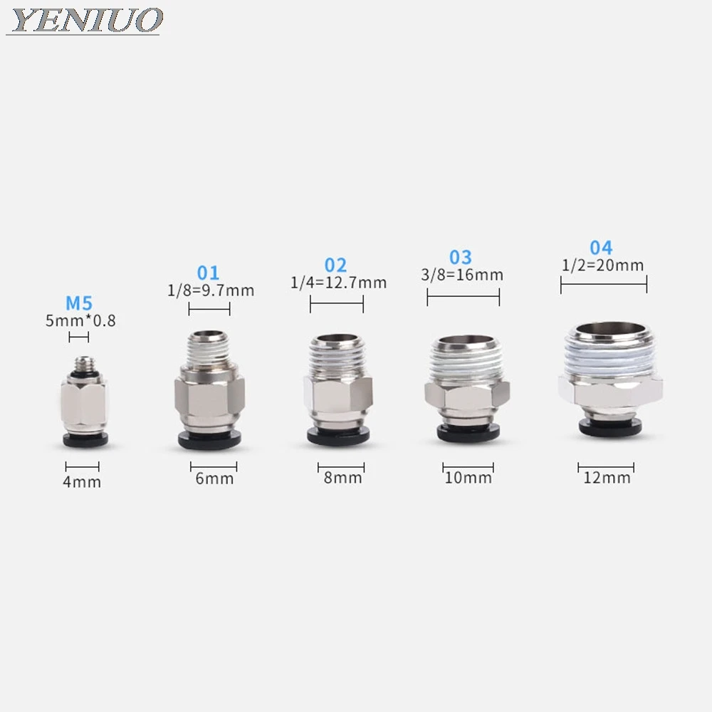 Черный 6-16 мм OD шланг трубки M5 1/" 1/8" 3/" 1/2" наружная резьба нажимной В Стыке воздушный газовый соединитель быстро пневматические фитинги