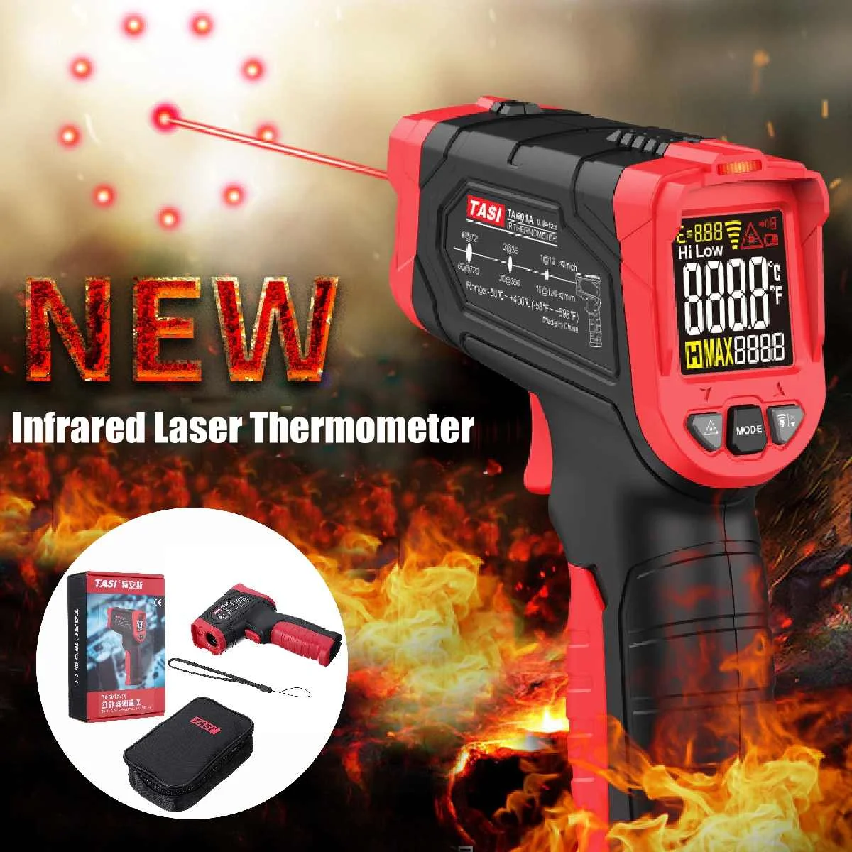 

Digital Infrared Thermometer Non Contact Temperature Gun Laser Handheld IR Temp Gun Colorful LCD Display -50-880C Alarm