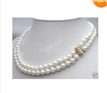 

true 2 row 8-9MM white freshwater pearl necklace