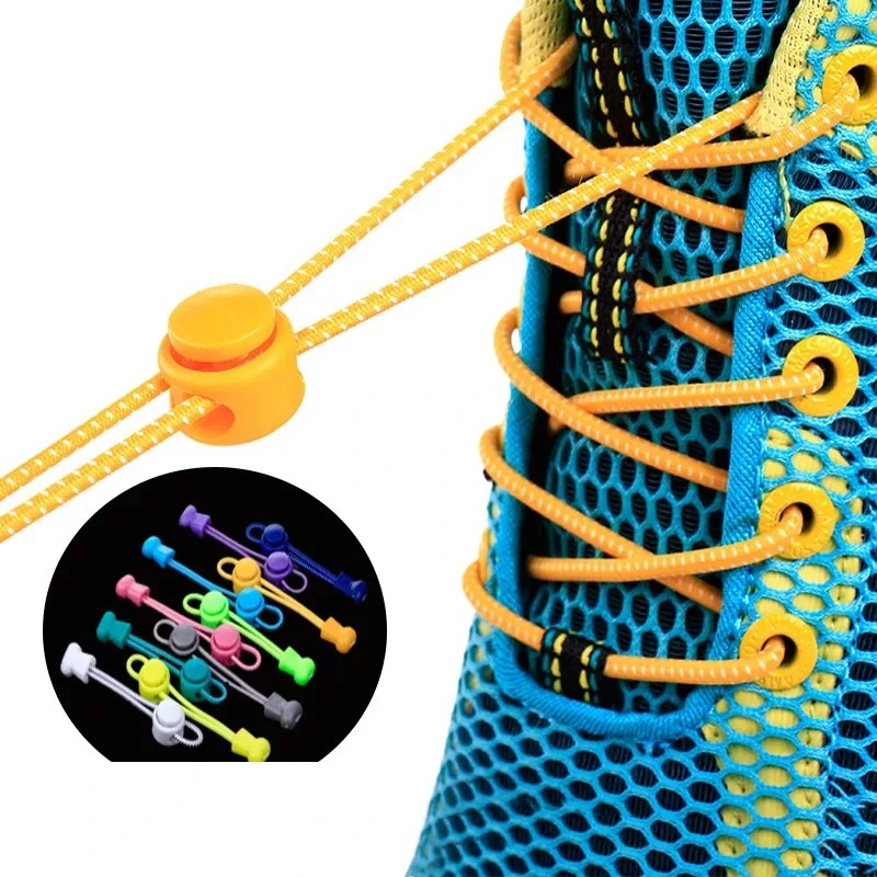 1 pair Stretching Lock Lace Sneaker ShoeLaces Elastic Shoe Laces Shoe