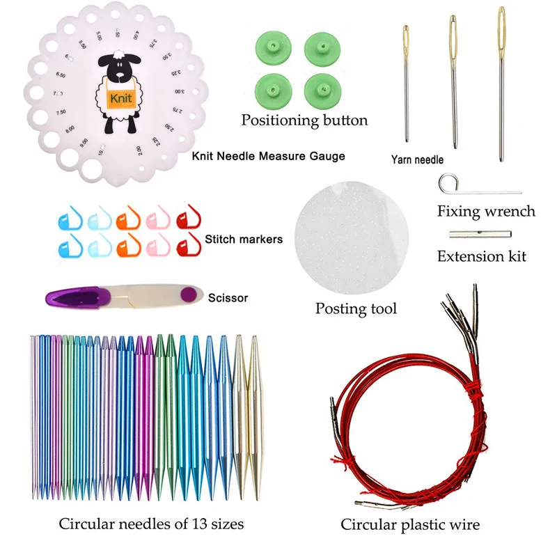 KOKNIT Aluminum Circular Knitting Needles Set 26pc Interchangeable Crochet Needles with Case for Any Crochet Patterns& Yarns