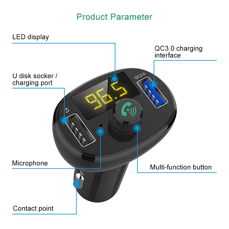 Автомобильный MP3 плеер Bluetooth USB музыкальный fm передатчик Handsfree LCD прикуриватель