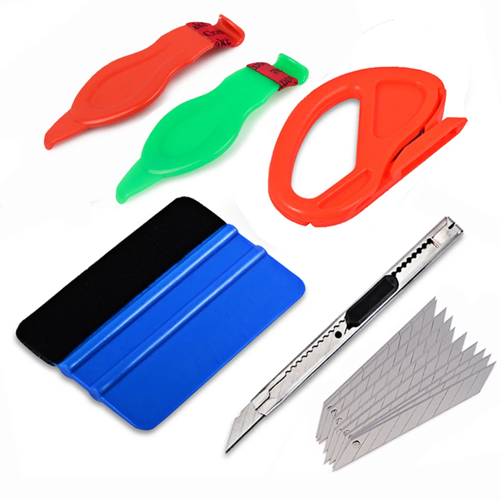 

EHDIS Carbon Film Vinyl Car Wrap Corner Stick Squeegee Window Tint Scraper Tool Set Car Sticker Styling Wrapping Cutter Knife