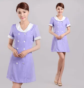 

Women's Skin Care Clerk Short Sleeve Dress Beauty Salon Nurse Working Uniform