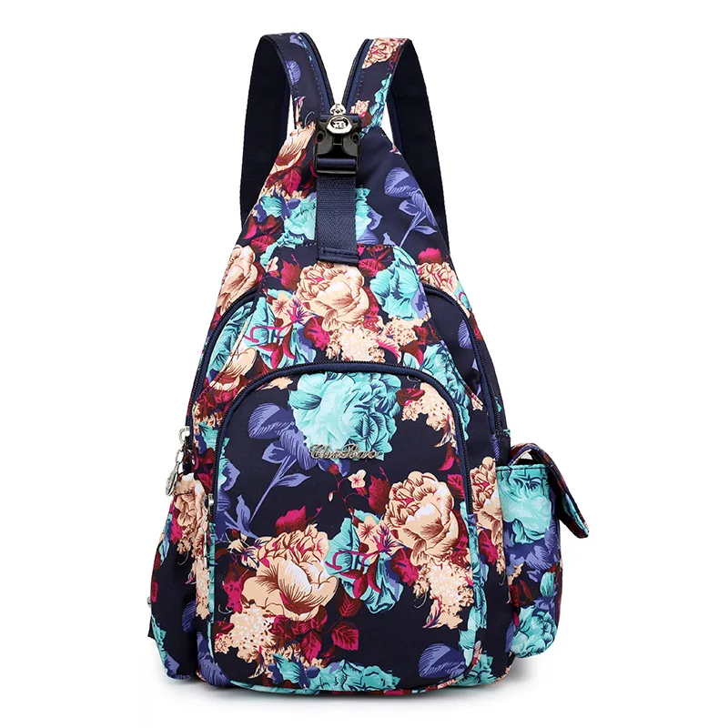 New Fashion Floral Printing Flower Shoulder Bag Crossbody Bags Chest Bags carteiras de cintura Multifunctional Women's Backpack 