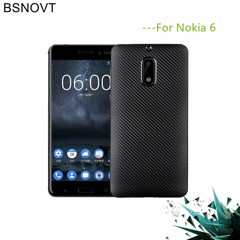 buy sFor Nokia 6 Cover Soft Carbon fiber Slim TPU Silicone Shockproof Phone Case For Nokia 6 2017 Cover For Nokia 6 2017 TA 1000 Bag