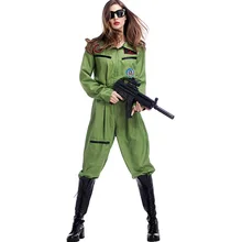 Костюм на Хэллоуин женский армейский зеленый комбинезон пилота костюм женский нарядный костюм
