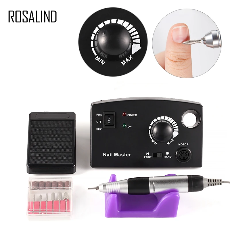 

ROSALIND Electric Nail Drill Machine 35000 RPM 25W Pro Nail Cutter Bit Pedicure Manicure Machine Nail Drill Bits