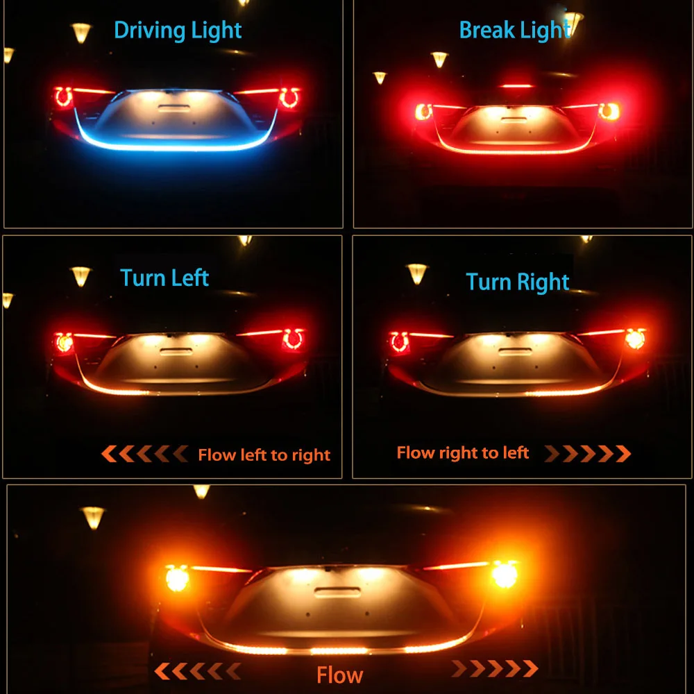 4 Farben RGB Trunk Heckklappe LED Lichtleiste Für Rückwärts Brems Blinker Licht.